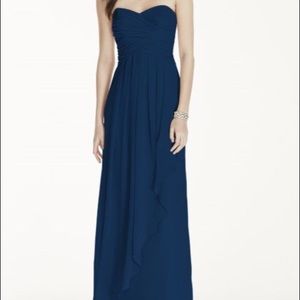 David's Bridal Strapless Navy Bridesmaid Dress