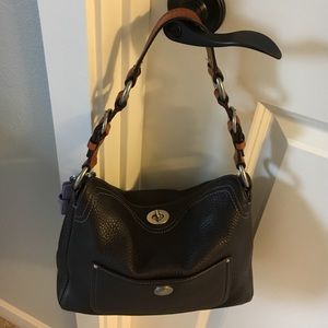 Coach brown leather purse with keychain