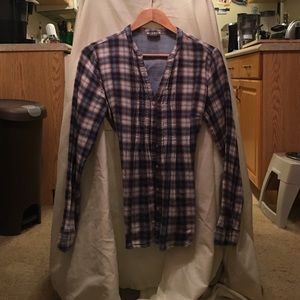 Blue plaid blouse