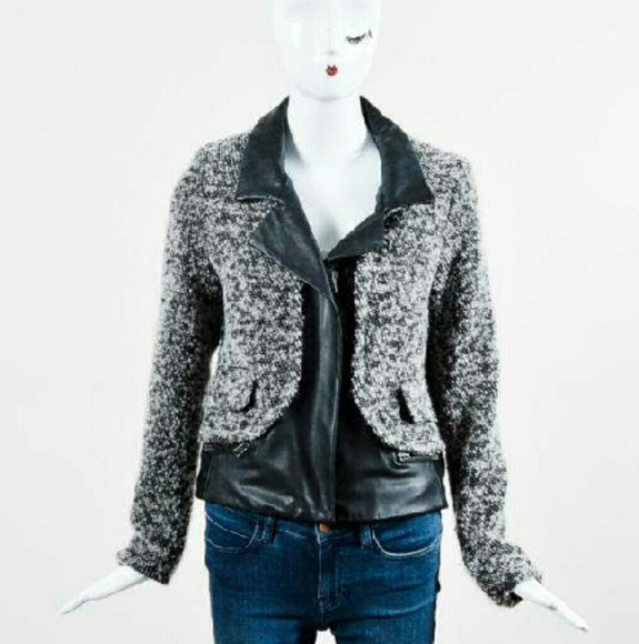 Rachel Zoe Leather and Tweed coat SZ XS
