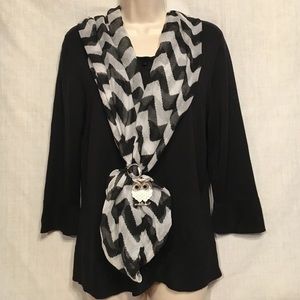 Coldwater Creek Black 3/4 Sleeve Button Down Top