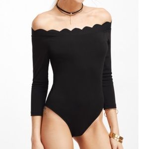 Black polyester bodysuit