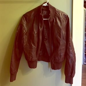 Faux leather bomber