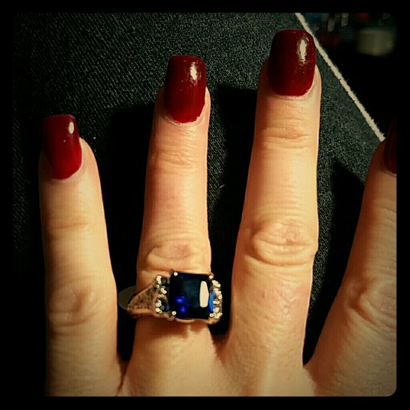 Deep Blue Sapphire ring 925 silver