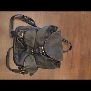 Black leather backpack