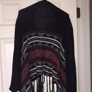 Maroon, gray, black,white, cardigan