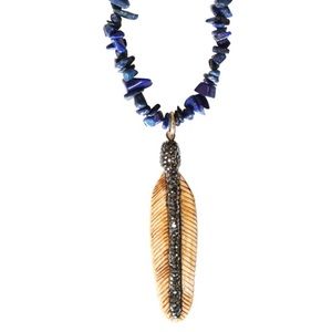 Gemelli Jewelry Lapis Feather Necklace