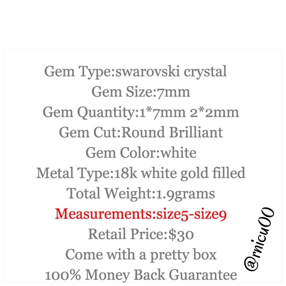 ✴️Last 1!✴️18K White Gold Swarovski Crystal Ring! - Picture 7 of 8