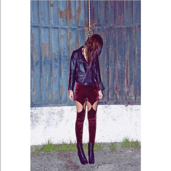 NOW AVAILABLE Widow Burgundy Velvet Leggings
