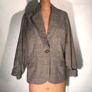 Coldwater Creek black nubby tweed blazer-flip cuff