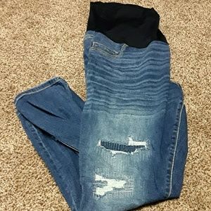 LIZ Lange distressed ankle skinny maternity jeans