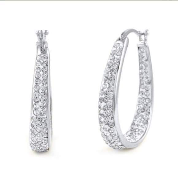 Faux silver diamond earrings