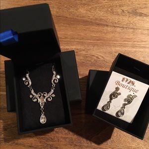 Dressy Rhinestone Necklace & Earrings