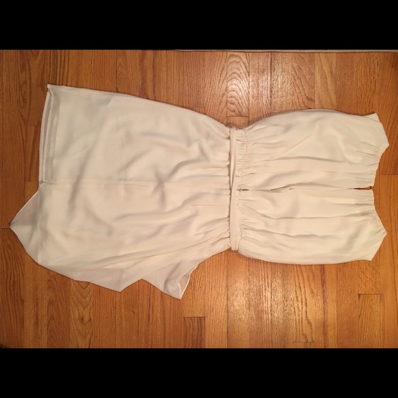 High Neck Cream-colored Dress with Waist Tie - Picture 2 of 3