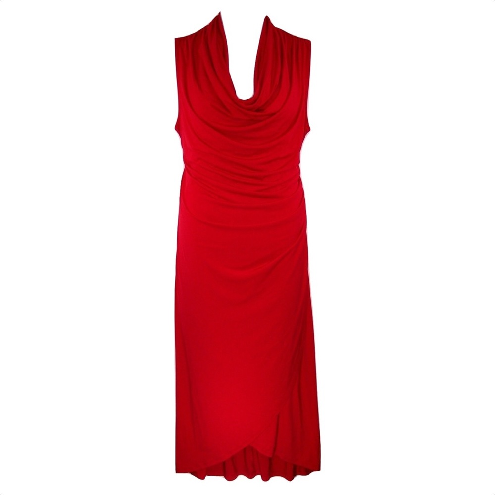 NEW Lane Bryant 26/28 Red Faux Wrap Dress - Picture 3 of 8
