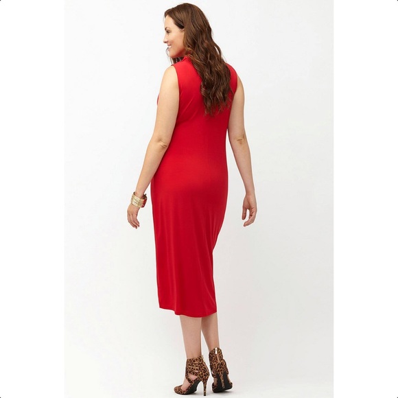 NEW Lane Bryant 26/28 Red Faux Wrap Dress - Picture 2 of 8