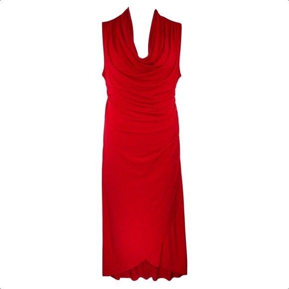 NEW Lane Bryant 26/28 Red Faux Wrap Dress - Picture 3 of 8