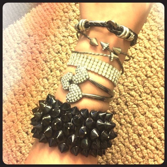 Silver and Black bracelets