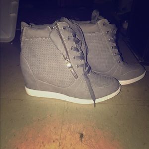 Gray sneaker wedges