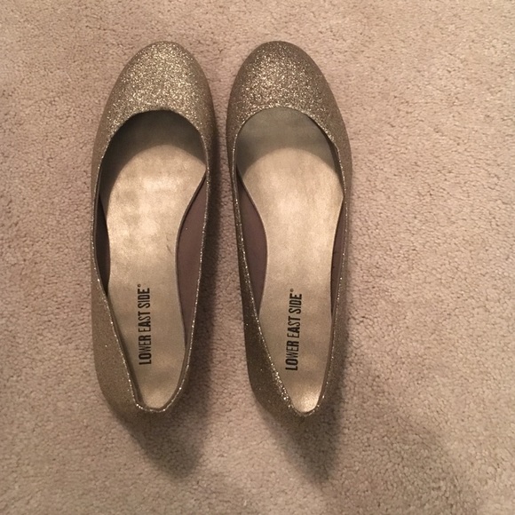 Gold sparkly flats