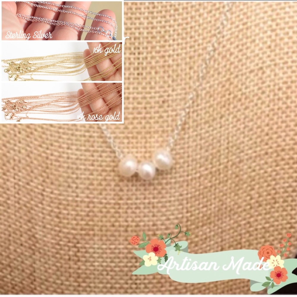 NEW Dainty Triple Pearl Choker Necklace