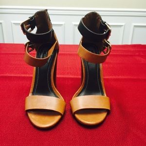 Zara double strap heels. Black and brown/tan.