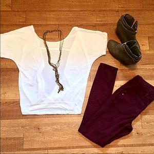 Open back white blouse