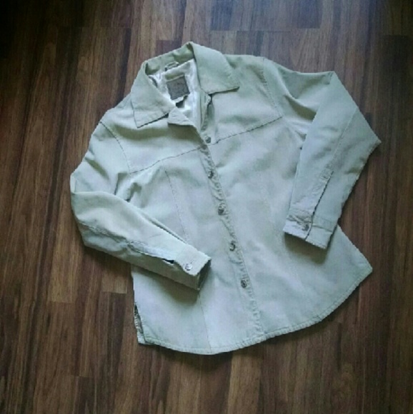 Light Beige Button Down Leather Jacket - image 1
