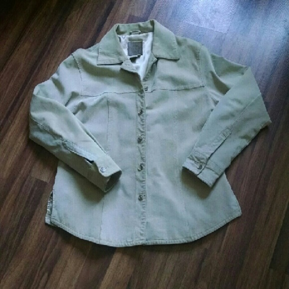 Light Beige Button Down Leather Jacket - image 2