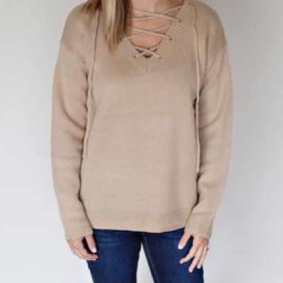 Lace-up Sweater
