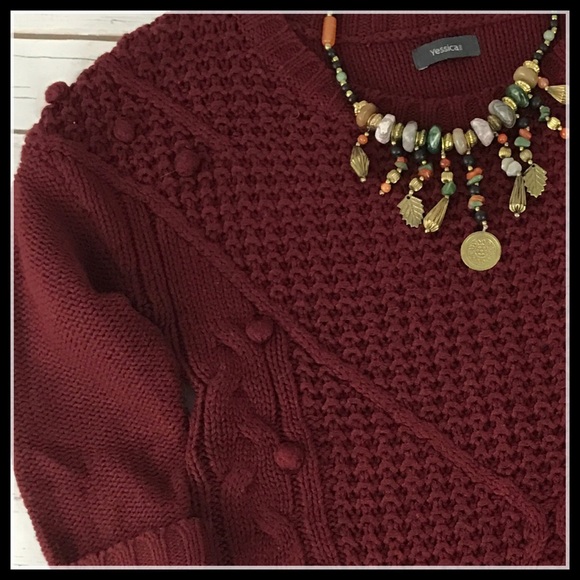 Maroon 3/4 Sleeve Sweater - Picture 2 of 2