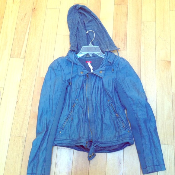Free People hooded jean jacket
