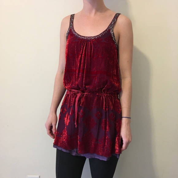 free people red velvet dress