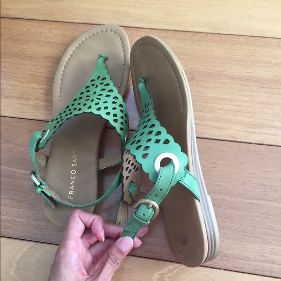 Franco Sarto Green Leather Sandals - Picture 2 of 4