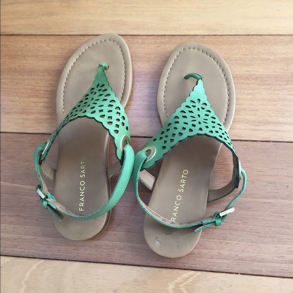 Franco Sarto Green Leather Sandals - Picture 3 of 4