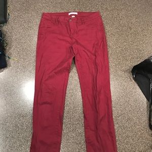 Red skinny jeans