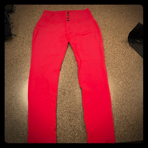 High waisted red skinny jeans!