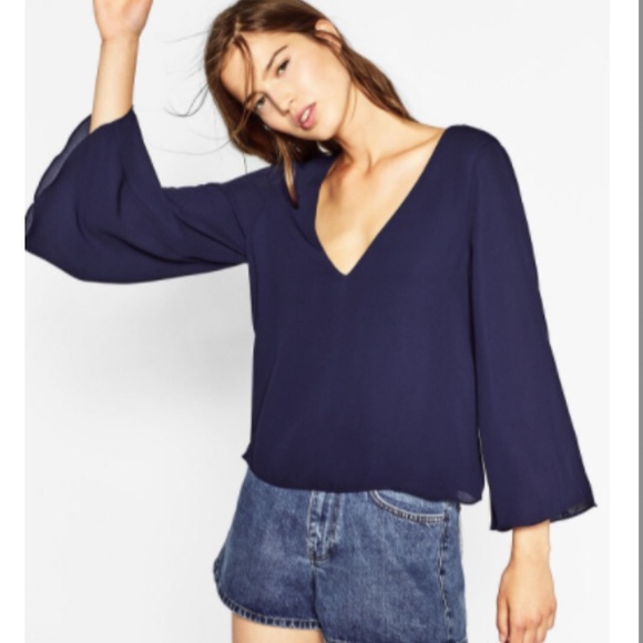 Bell Sleeve Chiffon Top