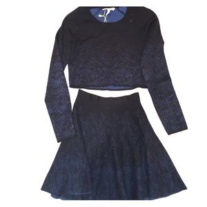 Cropped Jacquard Sweater & Flare Skirt