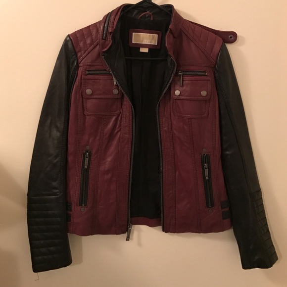 michael kors red leather jacket