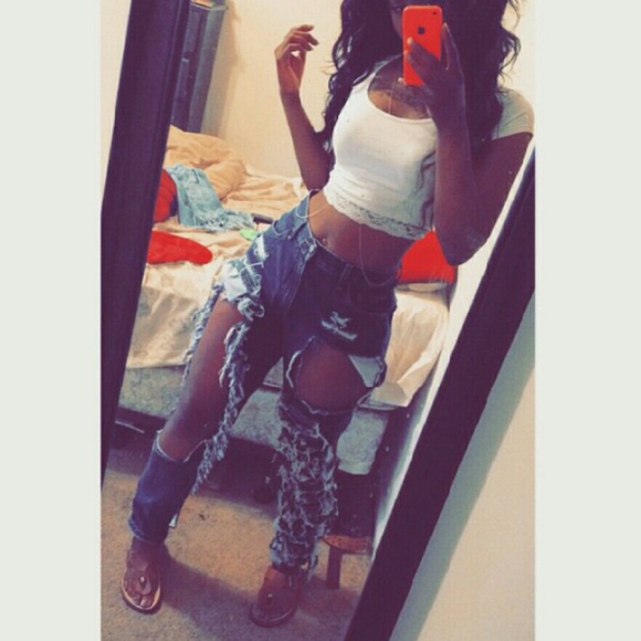 Custom Destroyed High Waist Jeans