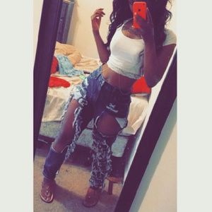 Custom Destroyed High Waist Jeans