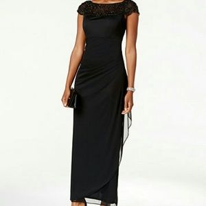 Embellished Side-Ruffle Formal Dress