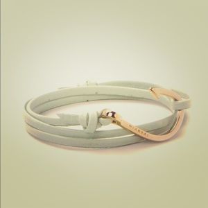 Miansai rose gold fish hook mint leather bracelet