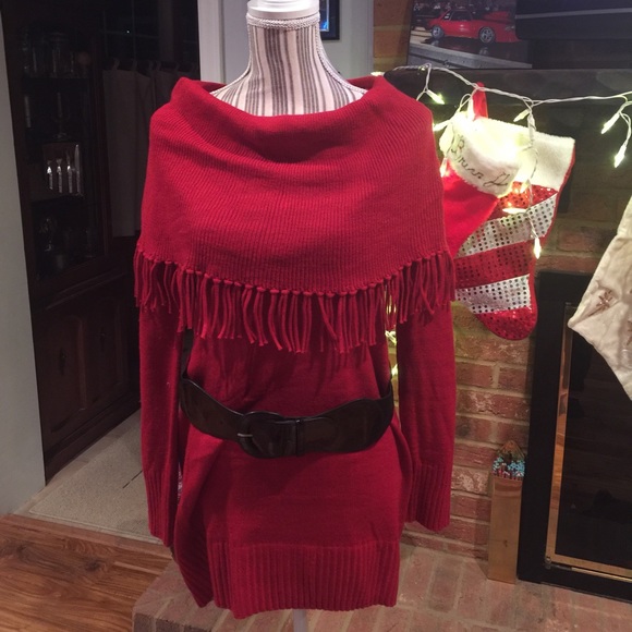 ❤️Super cute Red Sweater w/belt❤️️