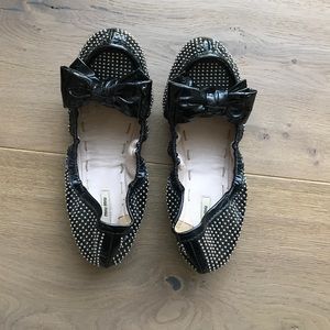 Miumiu studded flats black leather