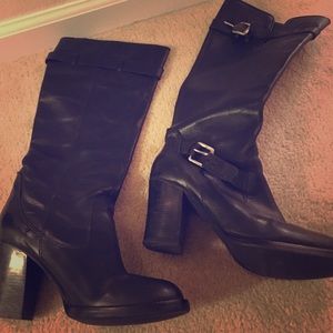 Black leather boots