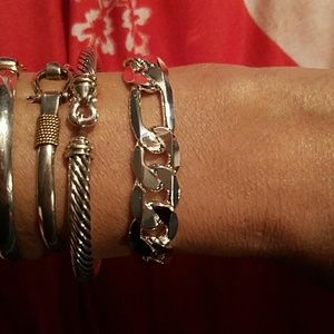 silver figaro bracelet only