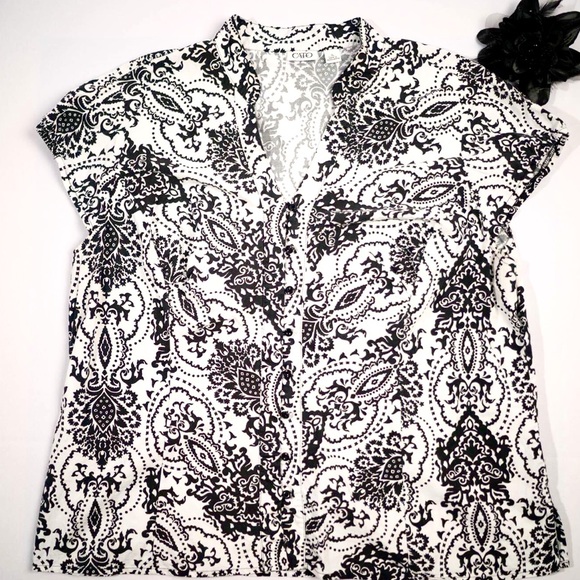 Cato Black and White Button Down