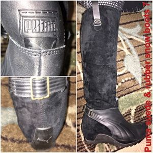 Puma suede & rubber rain/snow boots sz 7 2" wedge